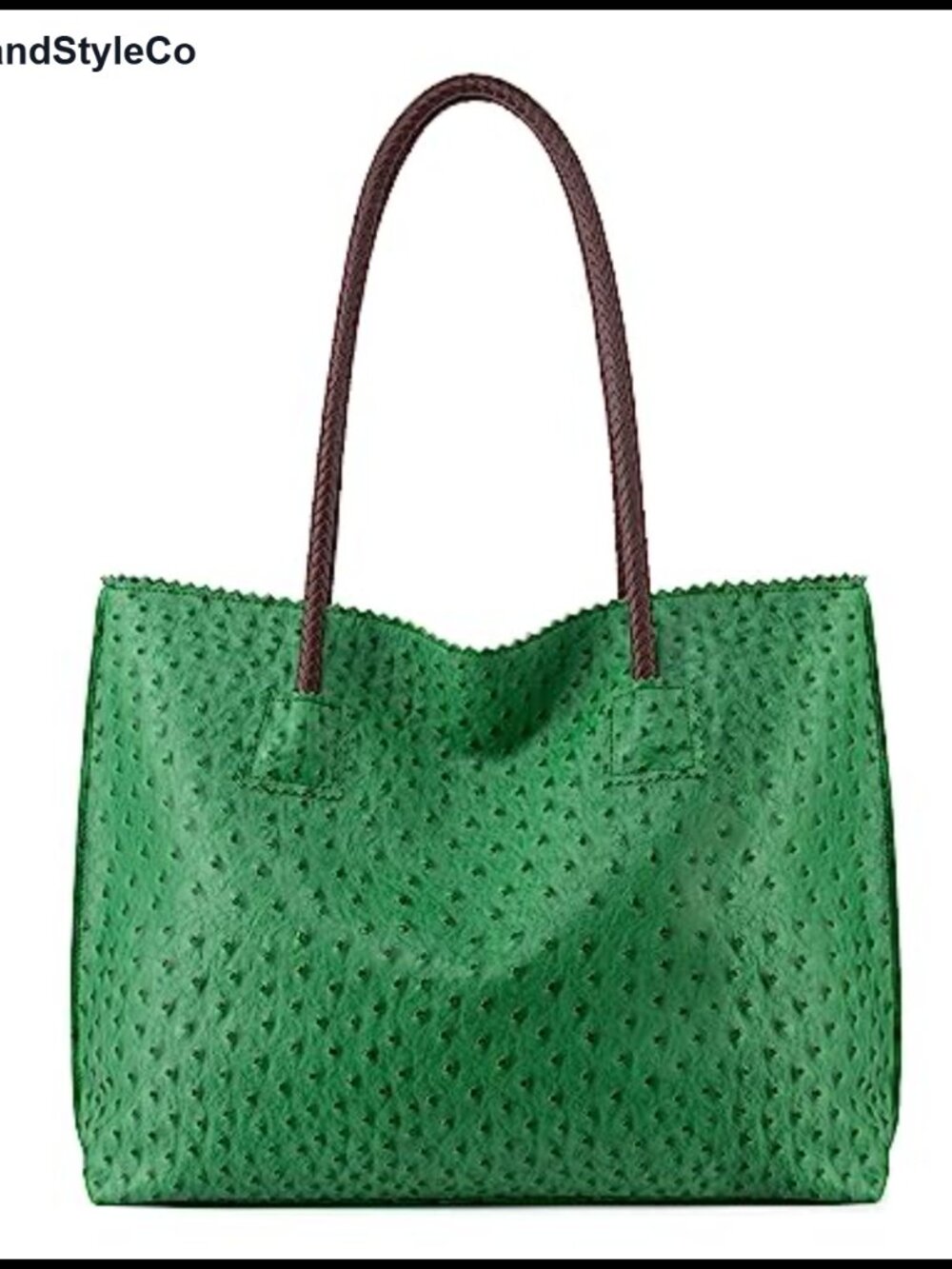 Vegan Ostrich Leather Zipper Tote Bag for Women Large Shoulder Handbag